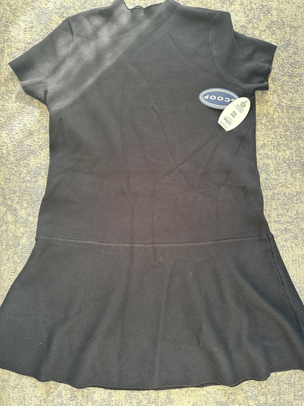 Scoop Black Short-Sleeve Peplum Dress